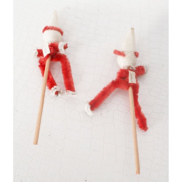 4 Vintage Christmas Decorations Angel Santa Cotton Spun Chenille Japan - Picture 3 of 7